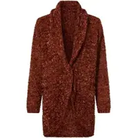 HEINE Strickjacke "Strickmantel Longstrickjacke aus Chenille", Damen, Gr. 40, braun (rotbraun), Single-Jersey, , Modisch, V-Ausschnitt, Strickjacken Strickjacke