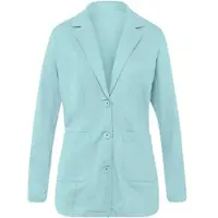 Sieh an! Sweatblazer SIEH AN "Shirtblazer Sweatblazer am Ärmel gerafft", Damen, Gr. 46, blau (mint), JerseySweatware, , Basic, Blazer Sweatblazer