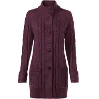 Witt Strickjacke "Strickjacke Longstrickjacke mit Einstrickmuster", Damen, Gr. 36, lila (burgund), Modisch, Strickjacken Strickjacke