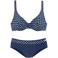 LASCANA Bügel-Bikini , Damen, Gr. 40, Cup D, blau (marine, weiß), Polyamid, gepunktet, Bikini-Sets Bügel-Bikini, mit modischen Punkten