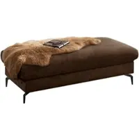 W.Schillig Polsterhocker , braun (chocolate s37), B:141cm H:42cm T:70cm, Stoff S37 (100% Polyester): Luxus-Microfaser in Lederoptik, Hocker, Polsterhocker, Füße in Schwarz pulverbeschrichtet