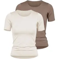 Nina von c. Unterhemd NINA VON C. "2er Pack Halbarm Shirt Seide&Modal", Damen, Gr. 44, 2 Stk., N-Gr, bunt (champagner, noisette), Modal-Seide, , Basic, figurumspielend, Rundhals, Unterhemden Unterhemd
