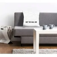 Queence Dekokissen "SHIT THE WALL ON", weiß (weiß, bedruckt), B:40cm L:40cm, Polyester, Dekokissen_Sitzkissen_Kissenhüllen, Dekokissen, mit einem lustigen Spruch, Kissenhülle ohne Füllung, 1 Stück