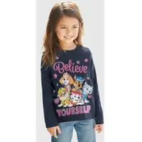 Paw Patrol Langarmshirt , Mädchen, Gr. 116/122, blau, Jersey, Obermaterial: 100% Baumwolle, bedruckt, Basic hüftlang, Rundhals, abgesteppte Kante, Shirts Langarmshirt, Schriftzug mit Team