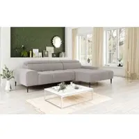 Otto Home Ecksofa "Theo L-Form, B: 290 cm", grau (sand), B:290cm T:182cm, 92% POLYESTER (PES) / 8% POLYAMID (PA), Sofas, Ecksofa, mit Kopfteilverstellung, optional Sitztiefenverstellung