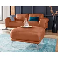W.Schillig Hocker "montanaa", braun (cognac z69), B:71cm H:42cm T:71cm, Hocker, Hocker, mit Metallfüßen in Silber matt, Breite 71 cm