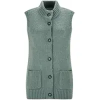 Goldner Strickjacke "Kurzgröße Strickweste mit Knopfleiste", Damen, Gr. 24, grün (salbei), Obermaterial: 100% Polyacryl PAN., Gerade, Strickjacken Strickjacke, aufgesetze Taschen