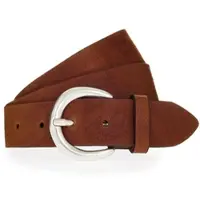 Mustang Ledergürtel "Julia", Damen, Gr. 105, braun (cognac), Rindsleder, unifarben, Gürtel Ledergürtel, Schließe in poliertem Silber, 3,5 cm breit