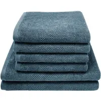 Dyckhoff Handtuch Set "Popcorn Streifen", petrol, 6, Walkfrottier, Walkfrottier, Obermaterial: 100% Baumwolle, Handtuch-Sets, Handtuch Set, 2 Badetücher (70x140 cm), 4 Handtücher (50x100 cm)