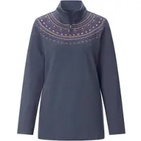 Sieh an! Trainingsshirt SIEH AN "Freizeit-Sweatshirt Sweatshirt", Damen, Gr. 50, blau (rauchblau), Sportlich, Shirts Trainingsshirt