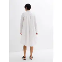 Bonprix Hemdblusenkleid , Damen, Gr. 48, N-Gr, Langarm, weiß, Obermaterial: 100% Baumwolle. Futter: 100% Baumwolle, oversize, Kleider Hemdblusenkleid, Oversize-Passform, mit Hemdblusenkragen