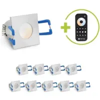 Longlife LED Einbaustrahler Mini Livorno eckig 3W CCT IP65 - Farbe: silber - Anzahl: 10x