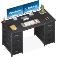 Merkloos Werkbank mit acht Schubladen, staubdicht, Metallrahmen, 120 x 48 cm, schwarz