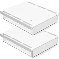 Merkloos Versteckter Kabelhalter, Set mit 2 Stück, 21 x 18 x 5,4 cm, mattweiß, selbstklebend