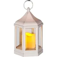 Otto Home Kerzenlaterne , weiß (antikweiß), B:15cm H:23cm T:13cm, Kunststoff, Kerzenhalter, Kerzenlaterne, 6-eckig, inkl. LED-Kerze, antikweiß