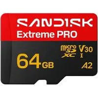 SanDisk Extreme PRO microSD UHS-I, 64 GB, MicroSDHC, UHS-I, 200 MB/s, 90 MB/s, Class 3 (U3)