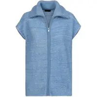 Goldner Strickjacke "Kurzgröße Weste mit Reißverschluss, Umlegekragen", Damen, Gr. 25, blau, melange, Modern, figurumspielend, V-Ausschnitt, Gerade, Strickjacken Strickjacke, Pailletten mit verstrickt