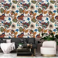 Queence Vinyltapete "Monica" Motiv bedruckt botanisch floral gemustert natürlich glatt 60x250cm, selbstklebend, kinderleichte Anbringung, Sticker