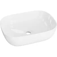 Domino LAVITA Aufsatzwaschtisch Costa | Aufsatzwaschbecken Rechteckig | Waschbecken Ohne Überlauf und Hahnloch | Aus hochwertigem Porzellan | Waschtisch | 46x32,5x13,5 cm | Weiß Glanz