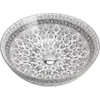 Domino LAVITA Aufsatzwaschtisch Rosa Kolor | Aufsatzwaschbecken Rund | Waschbecken Ohne Überlauf und Hahnloch | Aus hochwertigem Porzellan | Waschtisch | 40x40x13,5 cm | Weiß/Schwarz/Grau