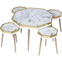 AEA Elegantes weißes Wohnzimmer-Set aus Holz und Edelstahl im modernen
