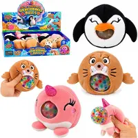 Lean Toys Pinguin-Schweinswal, zusammendrückbares Plüschtier mit Wasserbällen, 6 cm