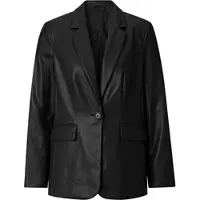 Witt Blusenblazer "Lederimitat-Blazer Lederimitat-Blazer mit Reverskragen", Damen, Gr. 38, schwarz, Lederoptik (PU beschichtet), , Modisch, Blazer Blusenblazer