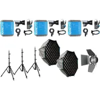 Nanlite FC-120B LED Bi-colour Spot Light Tripple Kit (mit Koffer, Lichtständer, Fresnel und Softbox)