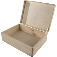 Markenlos Große Holz-Aufbewahrungskiste mit Scharnierdeckel 40x30x14 cm, 12 Liter