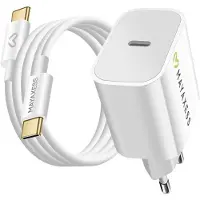 Avizar Mayaxess, 20W Netzteil + USB-C Kabel 1m für iPhone 17 / Pro / Pro Max / Air, Weiß