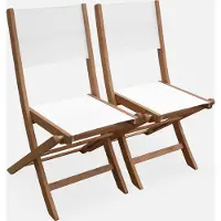 Sweeek - 2er Set Gartenstühle Klappstühle, Holz und Textilene - Weiß