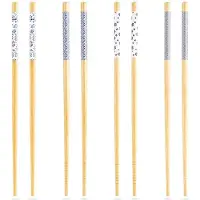 Excellent houseware Bambus-Essstäbchen-Set: 4 wiederverwendbar für Sushi und Asiatisches
