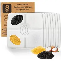 Merkloos Aktivkohlefilter, 8er-Pack – Ersatzfilter – Wasserfilter für Katzen – Wasserfilter für Hunde – Geeignet für Trinkbrunnen – Verbessert die Wasserqualität