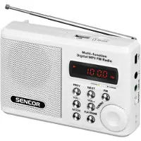 Sencor SRD 215 W, Analog, FM, 88 - 108 MHz, 2 W, 3,5 mm, Weiß