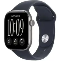 Apple Smartwatch Watch Series 12, GPS, 42 mm, Retina-LTPO-OLED-Display, S11 Dual-Core, 64 GB, WLAN, Bluetooth, NFC, Ceramic Shield 2, Grau, Fluorelastomerarmband M/L