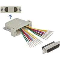 DeLOCK D-Sub 25 Pin Crimp Stecker zu 2 x RJ45 Buchse mit Montagesatz beige, D-Sub 25pin, 2x RJ-45, Beige