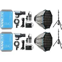 Nanlite FC-60B LED Bi-colour Spot Light Dual Kit (mit Lichtstativ und Softbox)