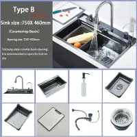StarTech.com Küchenspüle - Unterbauspüle - Edelstahl 304 - Wasserfallarmatur mit 4 Tasten - Digitales Display - Gebürstete Oberfläche
