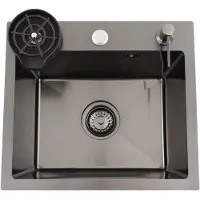 StarTech.com Küchenspüle - Einzelbecken - Schwarzer Nano-Edelstahl - 40 x 45 cm - Ein Hahnloch - Ohne Armatur