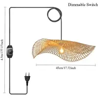 StarTech.com Handgefertigte Bambus-Pendelleuchte - Hängelampe mit Kabel - 45 cm - Dimmbar - E27-Fassung - Handgeflochten - Beige - Ohne Leuchtmittel