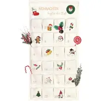 Merkloos Adventskalender Adventskalender zum Befüllen - 24 Stoffsäckchen - 102 x 51 cm - Zum Aufhängen - Wandbehang
