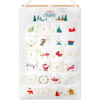 Merkloos Adventskalender Stoff Wiederverwendbarer Adventskalender - 102 x 51 cm - 24 Taschen à 15 x 15 cm - Weihnachtsbaum