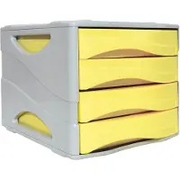 Merkloos Kommode mit 4 Schubladen, 80 cm hoch, 40 cm breit, Gelb und Hellblau