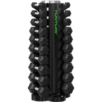 Tunturi Platinum Hexa Gummi-Hanteln Set inkl. Hantelständer – (10 Sets – 1 bis 10 kg) – Schwarz