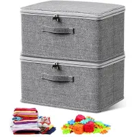 Merkloos Aufbewahrungsbox Stoffbox Organizer - 2er Set - 30 x 20 x 14 cm - Stoff mit Deckel - Faltbar