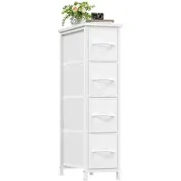 Somdot Kommode mit Schubladen Weiß 48T x 20B x 75H cm 4 Stoffschubladen