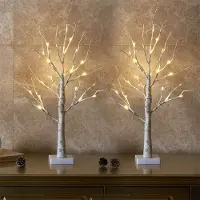 Merkloos Tischweihnachtsbaum Künstlicher Weihnachtsbaum Miniaturbaum - 60 cm - Mit LED-Beleuchtung - Batteriebetrieben - Tischdekoration