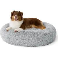 Merkloos Hundebett Hundekorb Donutbett - 100 cm - Grau - Waschbar - Plüsch