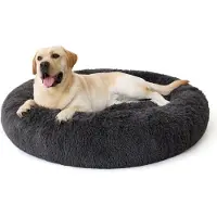 Merkloos Hundebett Hundekissen Hundekorb - Rund - Plüsch - 120 cm - Waschbar - Mit erhöhtem Rand