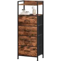 Merkloos Kommode Sideboard Schrank - 4 Schubladen - Stoff - Offenes Fach - 38,7 x 29 x 92,3 cm